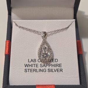 Sterling Silver White Sapphire Necklace